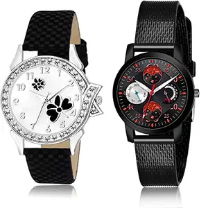 NEUTRON Rich Analog White and Black Color Dial Women Watch - G126-(50-L-10) (Pack of 2)