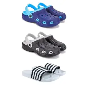 DRACKFOOT Lightweight Classic Clogs || Sandals with Slider for Men-Combo(3)-3019-3018-3026-8 White