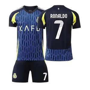Ronaldo 7 Alnassr Away Football Team New Jersey 2024-25 with Printed Shorts for (Men & Boys) (Large 40) Multicolour