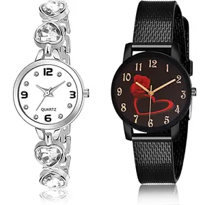 NIKOLA Casual Analog White and Black Color Dial Women Watch - G661-G535 (Pack of 2)