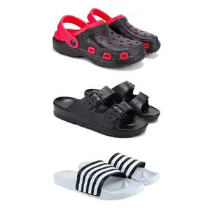 Lightweight Classic Clogs || Sandals with Slider Adjustable Back Strap for Men-Combo(3)-3017-3115-3026-7 White(COMBO(3)-3017-3115-3026-7_BZ)
