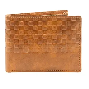 CLOUDWOOD Orange 3D Emboss Square Bi-Fold Leather 3 ATM Card Slots Wallet for Men -WL37