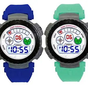 Time Up Digital Dial Combo of 2 Alarm& Waterproof Kids Watches for Boys & Girls-EF72119-CmN-X (Navy Blue-Mint Green)