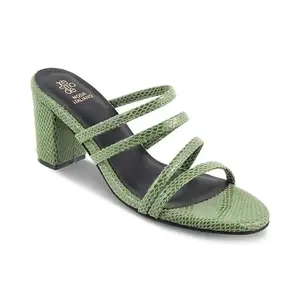 tresmode Imulate Women's Dress Green Block Heel Sandals - Chic Textured Design for Party Nights || Size (EU-39/UK-6/US-8)