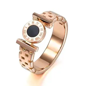 MYKI Classic Roman Watch Style Rosegold Ring For Women & Girls (US Size 7)