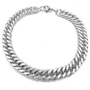 Silver Stainless Steel Curb Bracelet For Men