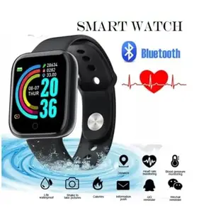 ID116 New Version Bluetooth Smart Fitness Band Watch with Heart Rate Activity Tracker Waterproof Body, Calorie Counter, Blood Pressure Touchscreen for Men/Women - Black