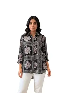 Women's Japan Satin Bandhani Purple Shirt