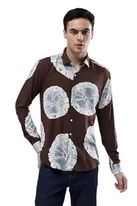 SNITCH Bloom Patch Shirt for Men (Brown, S)