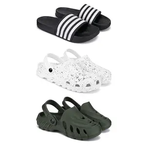 Lightweight Classic SliderSandals with Clogs for Men-Combo(3)-3024-3057-3137-7 Khaki-406