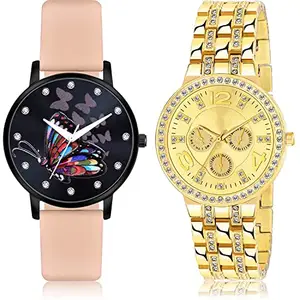 NEUTRON Unique Analog Black and Gold Color Dial Women Watch - GM377-G627 (Pack of 2)