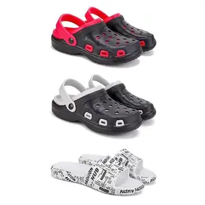 WINGSCRAFT-Lightweight Classic Clogs || Sandals with Slider Adjustable Back Strap for Men-Combo(3)-3017-3018-3104-8 White