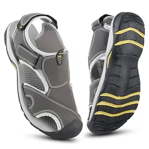 FUEL Soldier-04 Fisherman Sandals for Men | Comfortable, Breathable, Flexible Casual Sandals with Protective Bump Toe | Anti-Skid Outdoor & Beach Sports Footwear (Grey, 7UK)
