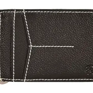 eske Conrad Leather RFID Money Clip Wallet for Men | Slim Front Pocket Card Holder with 4 Card Slots, ID Window, Slip Pocket & Secure Metal Cash Clip | Unisex Genuine Leather Wallet (Brown)