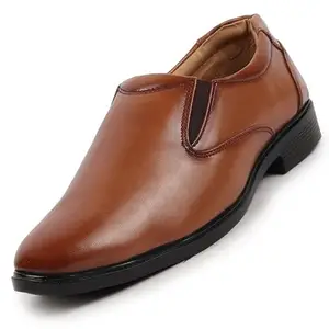 FAUSTO FST KI-692 TAN-40 Men's Tan Uniform Dress Anti Skid Sole Slip On Formal Shoes for Office|Work|Party (6 UK)
