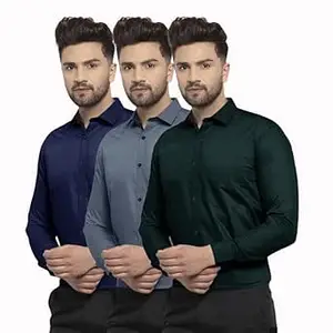 Pinkmint Men's Solid Shirt | Soft Cotton Blend | Formal Shirt | Plain | Full Sleeve - Regular Fit (Available in Plus Size and Pack of 3)