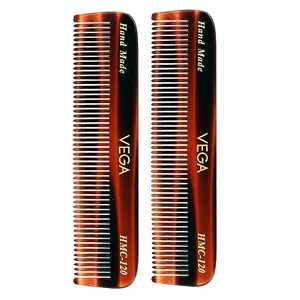 Vega Pocket Hair Comb, (India's No.1* Hair Comb Brand) For Men and Women,Brown, Pack of 2, (VC2HMC-120)