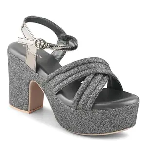 CLOG LONDON Women's Open-Toe Sandals | Chic and Durable Heels for Party and Office Wear CLF2502-BLACK-38