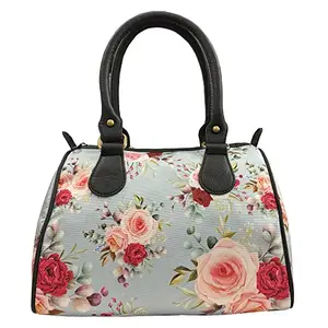Pink and Red Rose Printed Speedy Duffle Premium Handbag for Girl's and Women's
