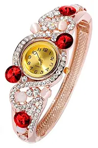 YouBella Best Rakhi Gifts Luxury 18k Rose Gold Bangle Watch Bracelet Jewellery for Girls and Women (Red)