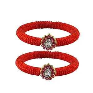 MAYA FASHION Red Stone Brass Bangle With Very Extra Large Size Elegant Extra Large Size Bangle | Perfect Fit for Plus Size banglesTrendy and Comfortable Fit for woman and girls | (Sku-ban2127)