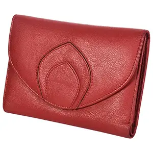 Leatherman Fashion LMN Genuine Leather Women Red Wallet LV5692(5 cc Card Slots)