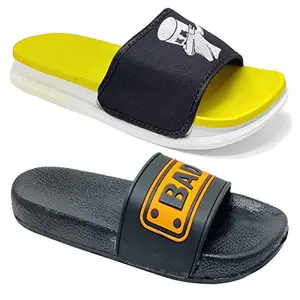 Shoefly Multicolor (1701-1702) Men's Casual Stylish Slides Slippers 6 UK (Set of 2 Pair)