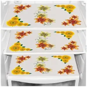 DakshyaIndustries Pack of 3 PVC Printed Fridge Mat/Refrigerator Mat