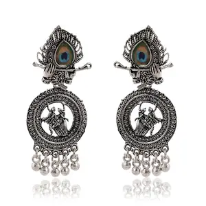 Shreyashi CRAFT Jewellery Earrings for Women Oxidised Silver Jhumka earrings for Girls and Women E-3
