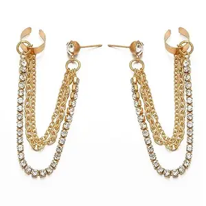 Via Mazzini No-Tarnish No-Fading Chains Medley Ear Cuff Earrings For Women And Girls (ER2286) 1 Pair