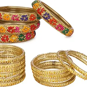 Somil Fashion Glass Bangles/Kada Combo Set for Women and Girls - Ideal for Weddings, Parties, and Festivals - Available in 4 Sizes - Includes 16 Stylish Bangles/Kada in Attractive Multicolor Colors