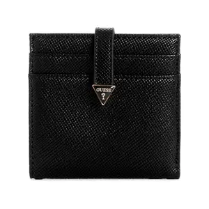 GUESS Black Textured Laurel Tab Card Case