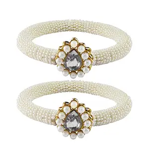 MAYA FASHION White Stone Brass Bangle With Very Extra Large Size Elegant Extra Large Size Bangle | Perfect Fit for Plus Size banglesTrendy and Comfortable Fit for woman and girls | (Sku-ban2160)
