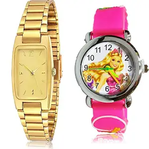 NEUTRON Exclusive Analog Gold and White Color Dial Women Watch - GCPL35-GC40 (Pack of 2)