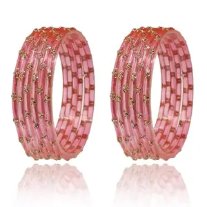 BANGLESKART Beaded Glass Bangle Set, Handmade Bangles, for Women's, 12 Pieces