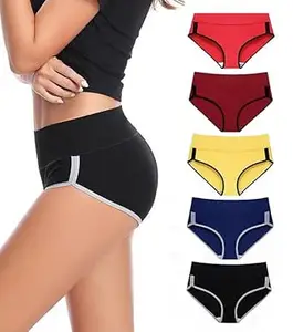 DIVING DEEP Panties for Women | High Waist Panty for Girl | Cotton High Waist Full Coverage Panty | Soft, Breathable & Comfortable Daily Underwear | Full Stretchable Hipster Briefs | Pack of 5