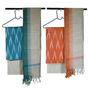 Crafts of Bihar Riyashree Cotton Ikat Unstitched Salwar Suit Set for Women with Dupatta | Dress Material for Indian Dresses | Top - 2.5 M, Bottom - 2.5 M, Dupatta - 2.5 M | Combo (Pack of 2) | IKAT SUIT 01 02