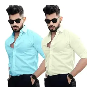Visit the Pinkmint Store Pinkmint Men's Solid Shirt | Soft Cotton Blend | Casual Shirt | Plain | Full Sleeve - Regular Fit (Available in Plus Size and Pack of 2)