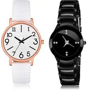 NEUTRON Present Analog White and Black Color Dial Women Watch - GM347-G206 (Pack of 2)