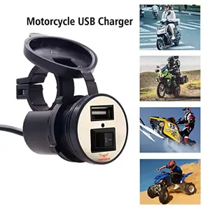 Miwings Motorcycle Charger for Phone,2.1A USB Charger with ON/Off Switch for 9-24V Motorcycle Bike Compatible for All Motorcycle (Black 1Pcs)