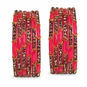 Srijman Creation Traditional Stone-Studded Glass Bangles for Women (Pack of 12) | Elegant Ethnic Churi Set | Multiple Colors | Sizes 2.4, 2.6, 2.8