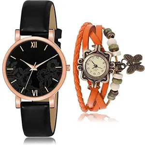 NEUTRON Stylish Analog Black and White Color Dial Women Watch - G539-G62 (Pack of 2)