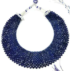 NS Creation Blue Sapphire Hydro Beads Necklace Gemstone Necklace Blue Sapphire Mat Necklace For Girls and women li Necklaces Desingns