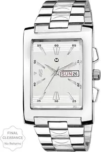 White Stainless Steel White Dial Day & Date Analog Men's Watch WT-70