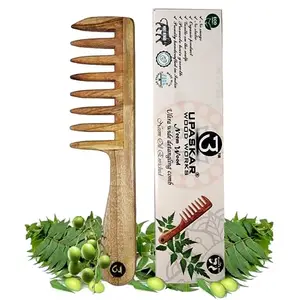 UPASKAR WOOD WORKS Neem wood Detangling comb| For hair routines and scalp massage | Effective hair fall control | Enriched with cold pressed Neem Oil | Helps in dandruff and itching