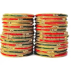 DMJ Premium GreenRed Bangles Set For Women & Girls | Fancy Women's Bangles | Stylish Bangles | Daily use, Office, Party, Wedding Bangles (12, 2.8)