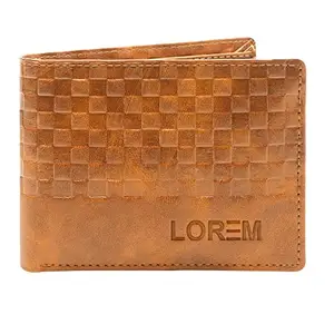 Lorem Orange 3D Emboss Square Bi-Fold Faux Leather 3 ATM Card Slots Wallet for Men WL37