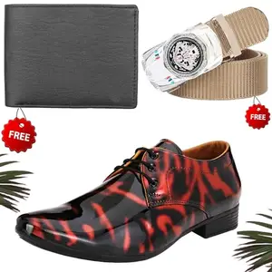 Fashionable Trendy Formal Shoes/Party Shoes/Shoes Combo with Free Wallet & Belt for Men and Boys (BAZAAR4213_VTOR-BLK-101) Multicolor