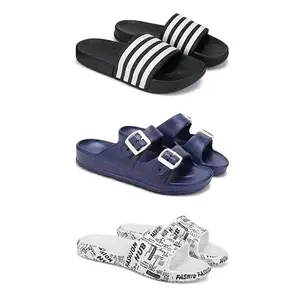Lightweight,Classic SliderSandals with Clogs for Men-Combo(3)-3024-3116-3104-10 White-3037