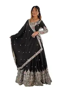 Kapindra Enterprise Women's Lehenga Choli | Chinon With Print With Foil Work For Women Solid Embroidery Work And Foil Work Lehenga choli